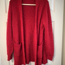 Cozy Red Cardigan with Pockets