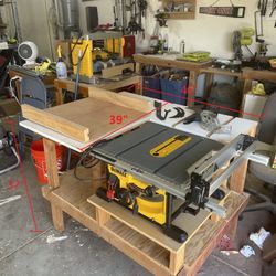 Dewalt Table Saw, Crosscut Sled and Out Feed Table 