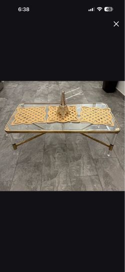 Glass Top Coffee Table with Gold Frame