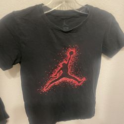 Nike Air Jordan Black With Red Logo Tshirt, Youth S