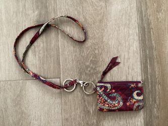 Vera Bradley Paisley Jamboree cotton Zip ID case Coin Purse with a matching lanyard
