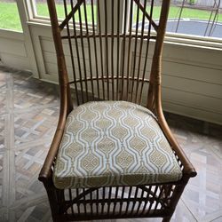 Set of 6 Vintage-Style Wicker Dining Chairs – Indoor/Porch Use