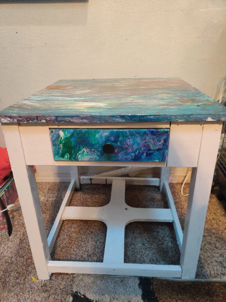 One of a kind painted side table or small children's desk