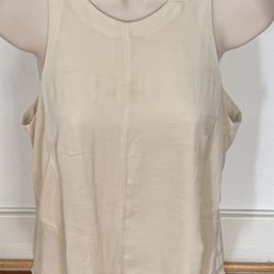 Rag and Bone Cream Lined Hi Low Sleeveless Chiffon Blouse, size S