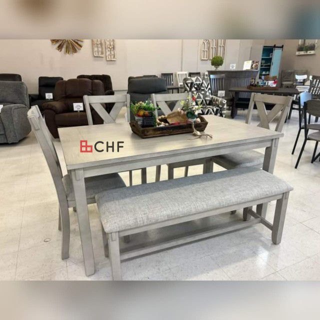 Dining table set with 4 chairs and bench Included // Different Models Available 
