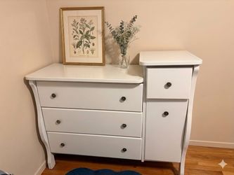 White Wooden Changing Table Dresser