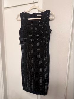 Calvin Klein Black Studded Sleeveless Sheath Dress