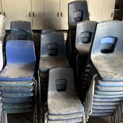 Blue plastic chairs