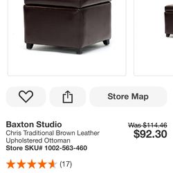 Baxton Studio Chris Traditional Brown Leather Upholstered Ottoman