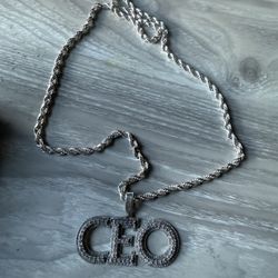 Silver necklace with .50 carat diamond CEO charm from MJ Diamond. 