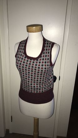 Mossimo wool black red polka dot sweater vest small S