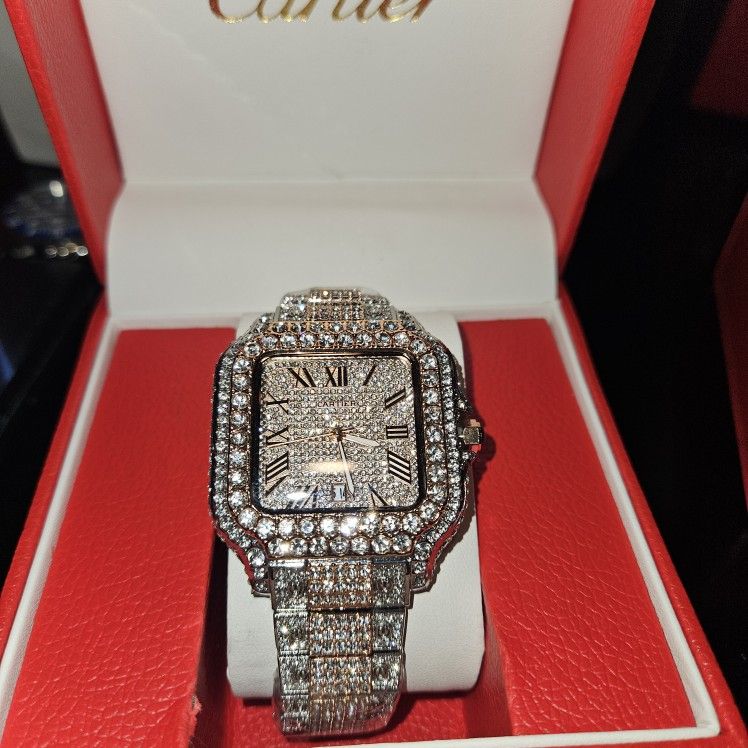 Iced Watch Rose Gold With Stones