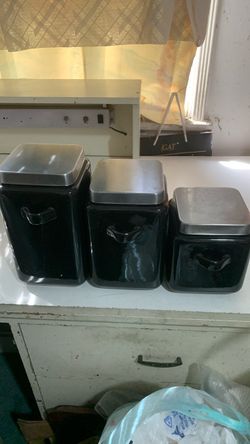 Ceramic  black jar (set = 3pcs)