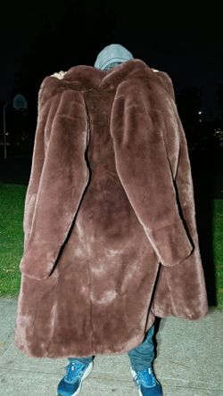 Long Brown Faux Fur Coat