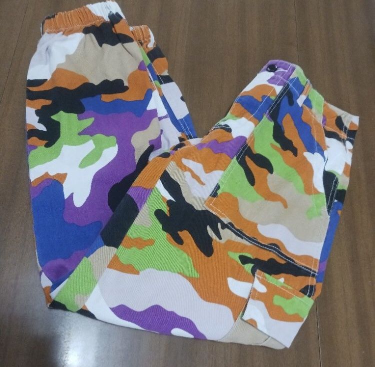 Forever 21 Cargo Joggers Pants Bright Camouflage Activewear Utility Med Y2k