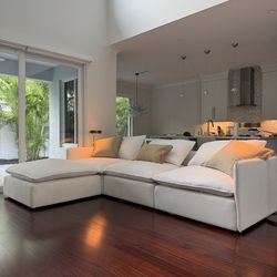 Cb2 Lumis 4-Piece Modular Snow White Performance Fabric Deep Depth Sectional Sofa 