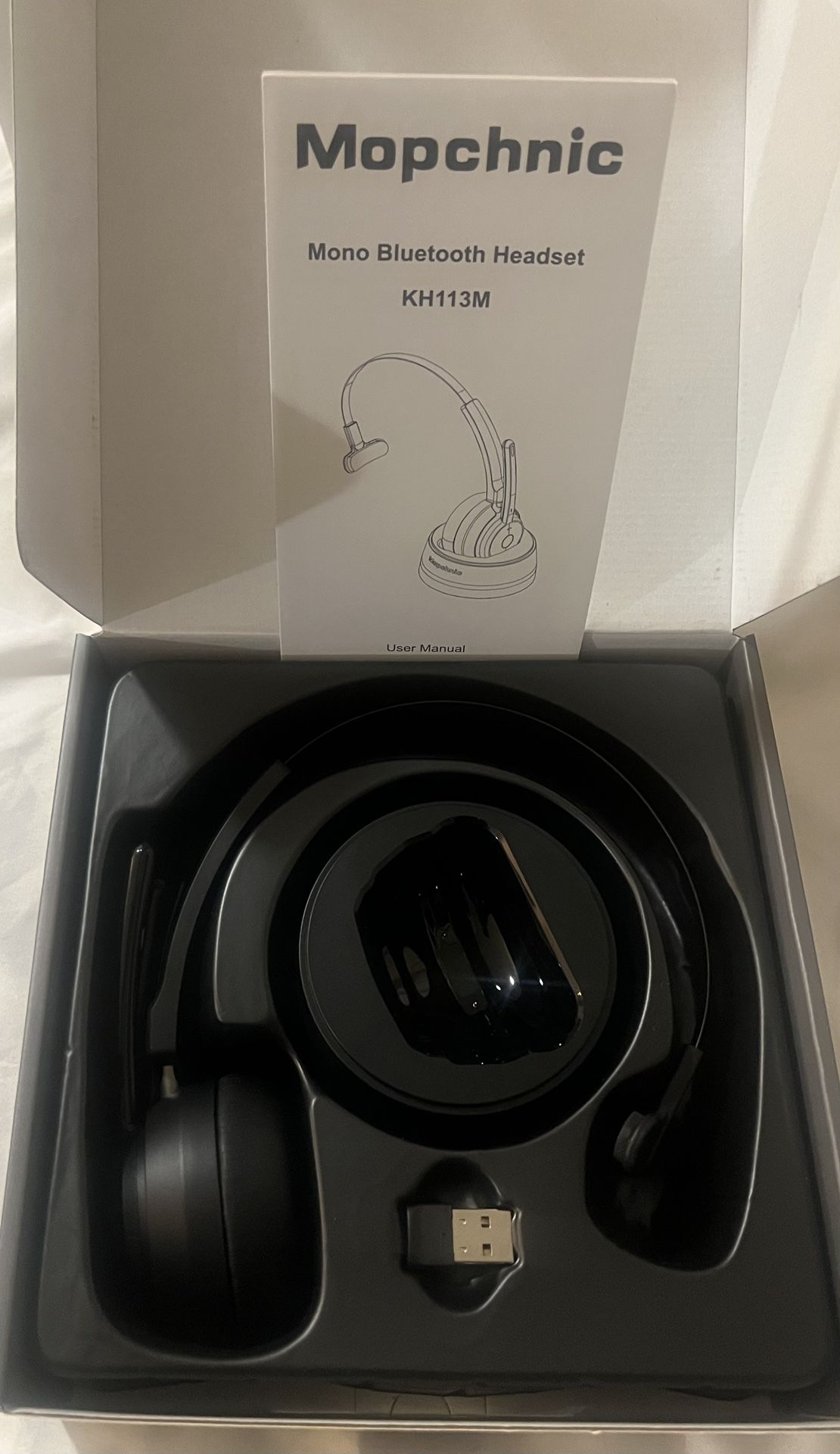 Bluetooth Headset, Wireless Headset with Microphone, On Ear Bluetooth Headset with USB Dongle for Office Call Center