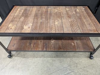 Industrial Style Wood and Metal Coffee Table