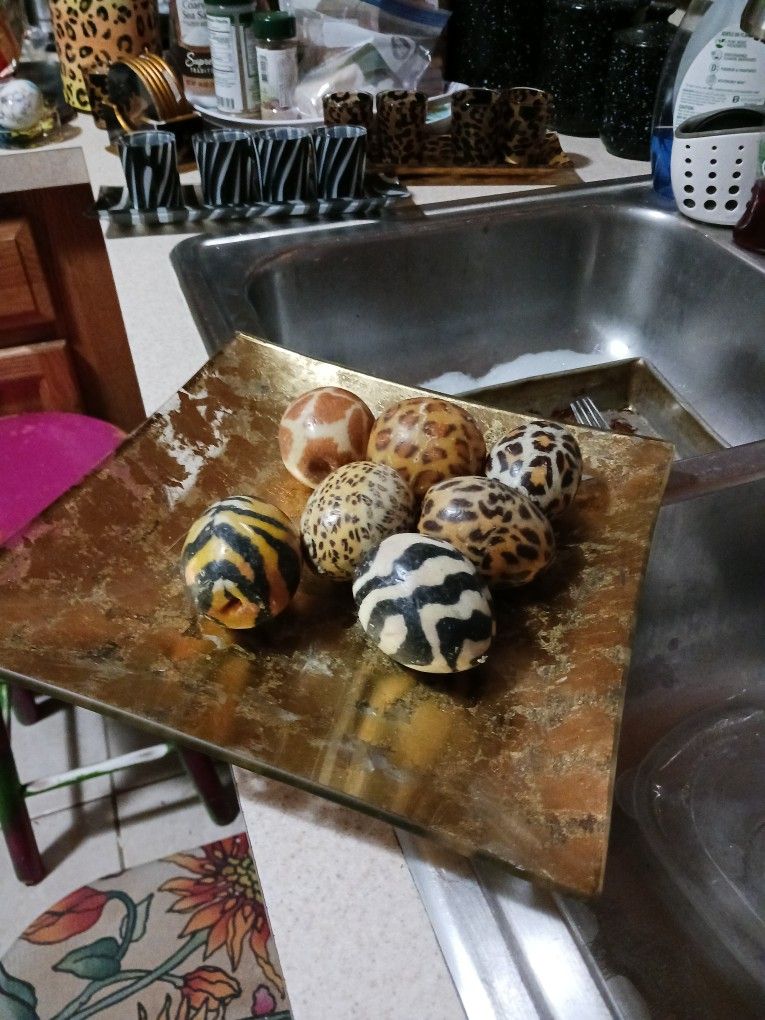 Glass Tray Leopard Animal Print Candle Eggs Set 8 Firm Lots Items My Post Go See