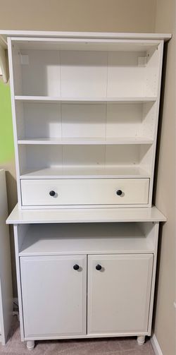 IKEA Hauga High Cabinet / Bookshelf with Drawer & Cabinet - White/Blue