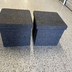 Gray storage ottomans