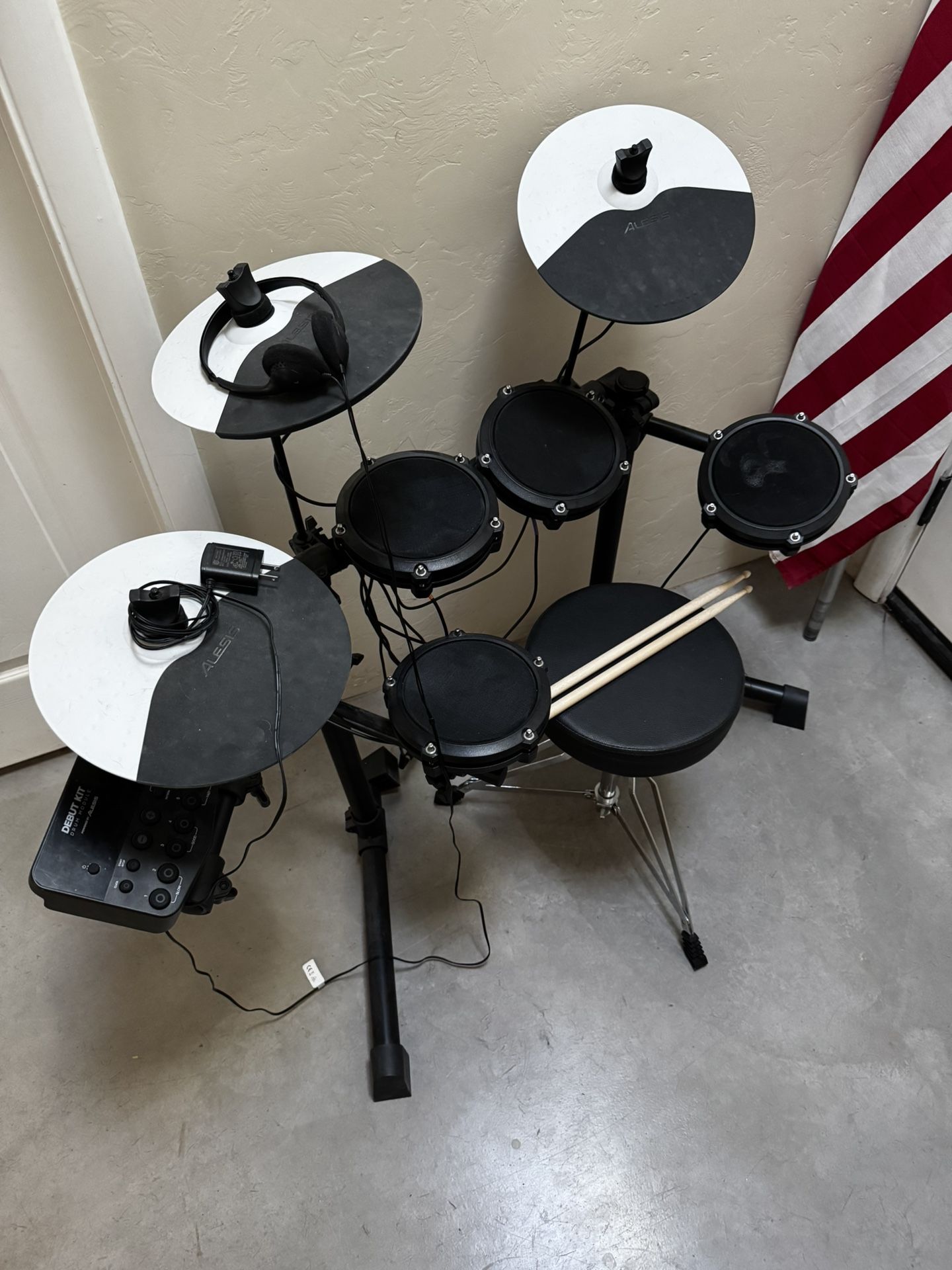 Alesis Drum Debut Kit With Foot Pedals, Headphones, Seat, And Sticks