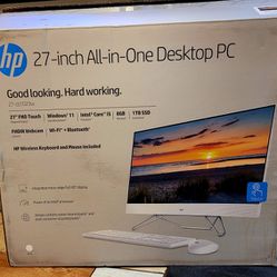 NEW HP 27-cb1023w 27" Touchscreen All In One Desktop PC Computer White 1TB SSD..retail For Over $1200