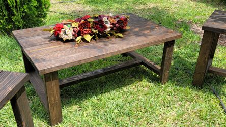 New See Description : 3 Pc Rustic Minimalist Coffee Table & End Tables Set