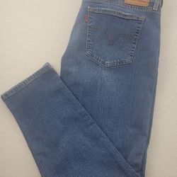 Levi's Boyfriend Straight Boot Cut Blue Denim Zip Up Jeans Women's Size 33