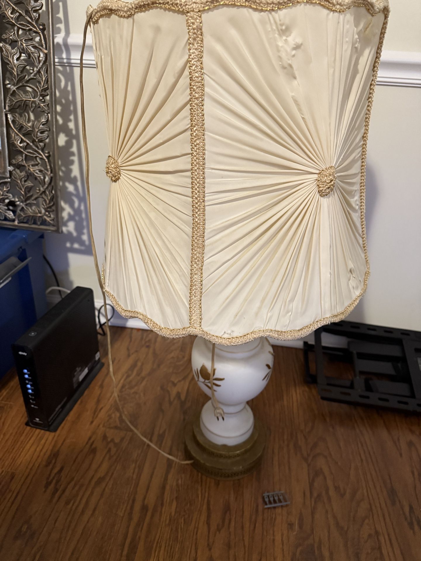 Antique Table Lamps White Frosted Glass /Brass 