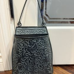 Vintage Embossed Metal Purse – Mid-Century Style