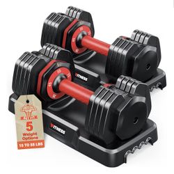 2 Adjustable 55 Pound Dumbbells 
