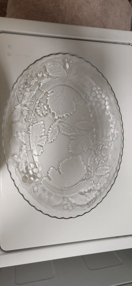 Vintage Glass Oval Platter