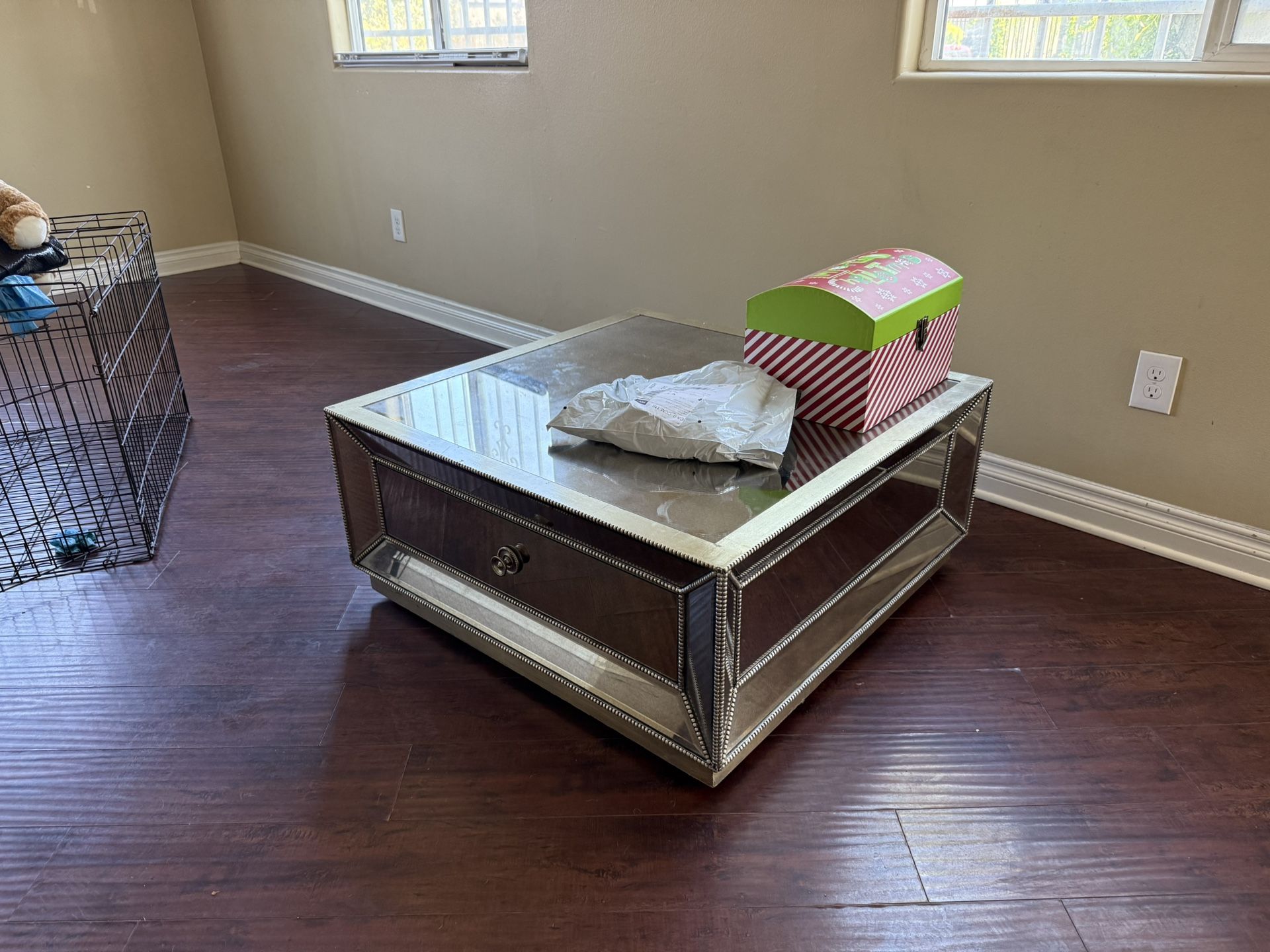 Mirrored center Table With Drawers