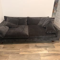 West Elm Black Velvet 3+ Seater Sofa
