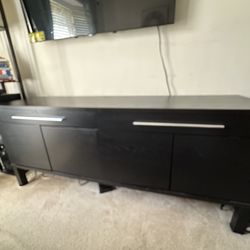 Black IKEA Credenza (sideboard/ cabinet/ buffet/ table/ side table/ console) [61”L x 16”W x 26”H]
