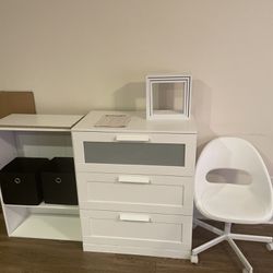 Bedroom Set (drawer, Shelf, Chair, And 3 Wall Shelfs And Wireless Charger Lamp) $190