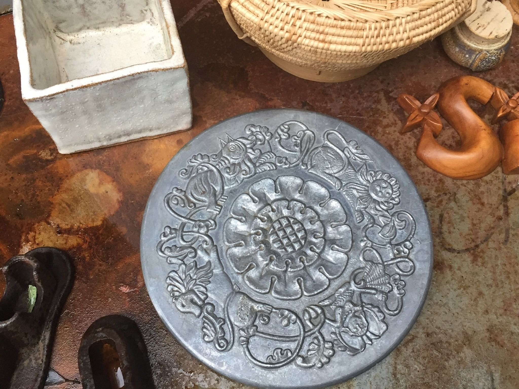 Antique Russian Pewter Trivet