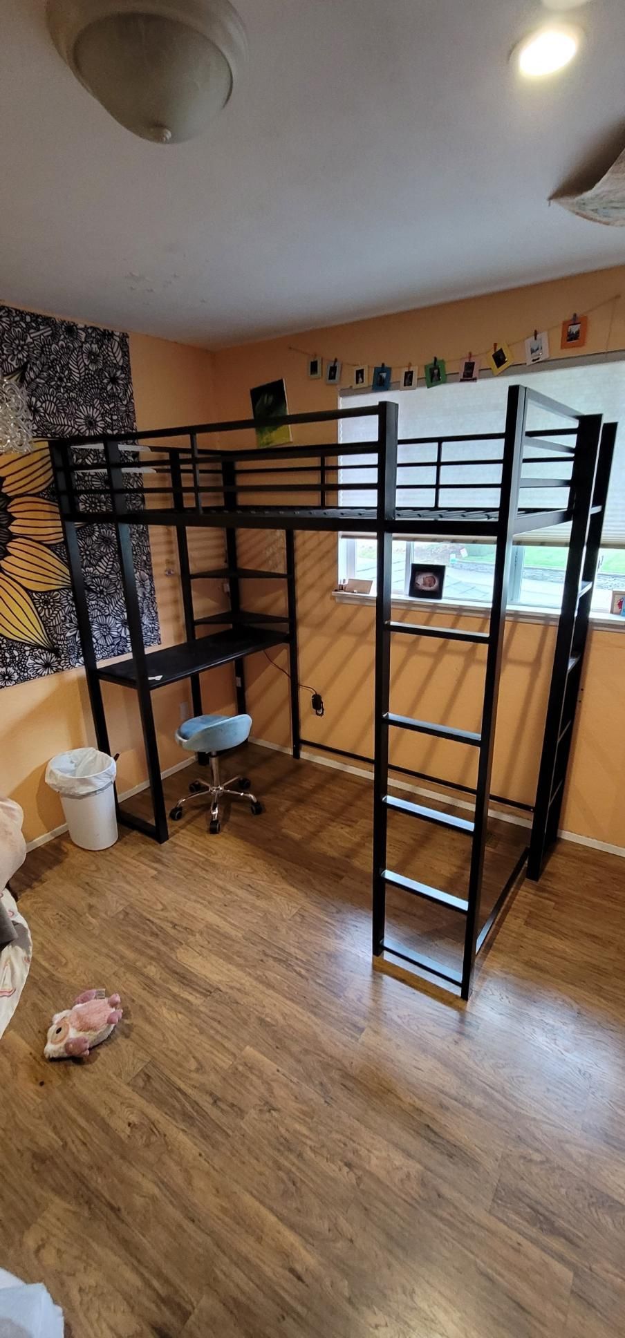 Bedframe With Desk Below With Shelving! Great For A Small Room