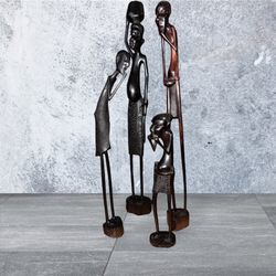 decorative wooden figure of an African family