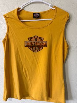 Harley Davidson Women’s Mustard Yellow Tank Top Logo Size XL