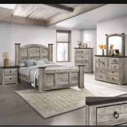4- Pc Bedroom set Dresser,Mirror  Nightstand (1) Queen size bed frame  Not including Mattress and Box Sp