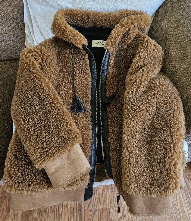 Large Fuzzy Coach Coat With Hood