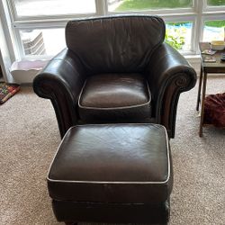 Leather Chair With Stool