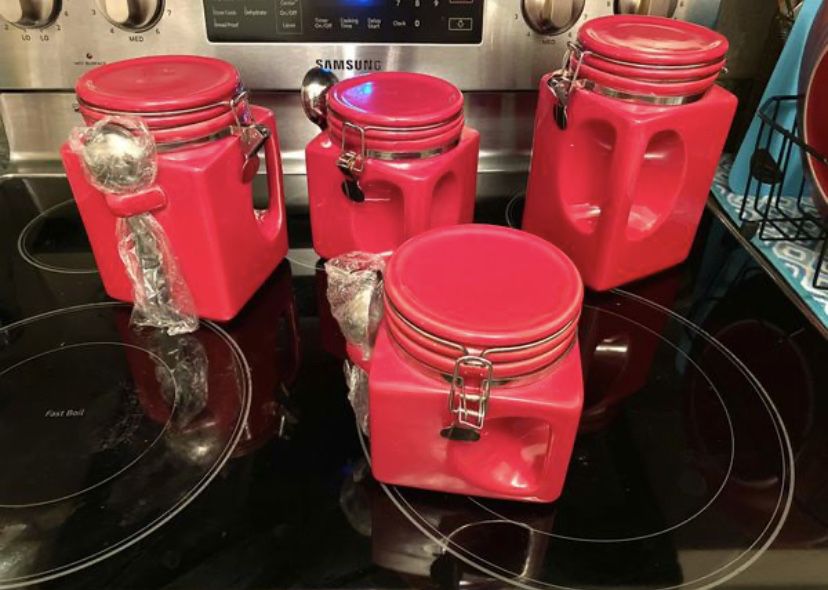 Red Kitchen Storage Canisters