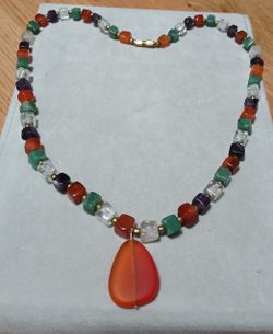 Glass Beaded Necklace With Pendent