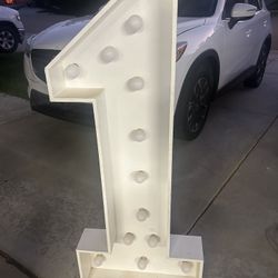 Number 1 - 4FT Marquee Number, Large Light Up Number (Wood)