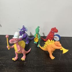 Vintage Matching Band Dinosaurs With Instruments