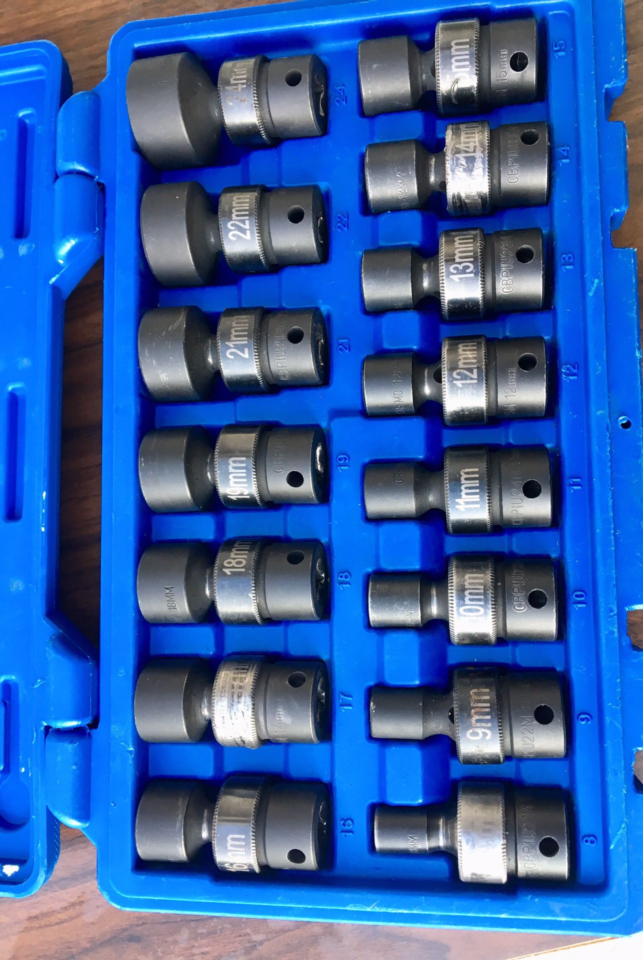 Cornwell 15pc 3/8 Metric Universal Socket set ! ((($220 ))) (((((8mm-19mm,21mm,22mm&24mm))))