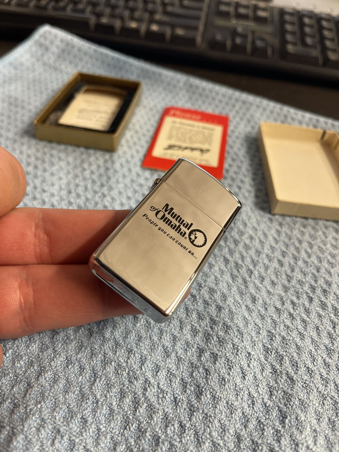 1966 SLIM ZIPPO - MINT CONDITION - MUTUAL OF OMAHA